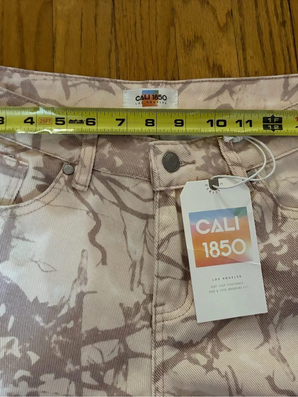 NWT- Wide Leg High-Rise Jeans - Beige Camo Tree Branch Print
